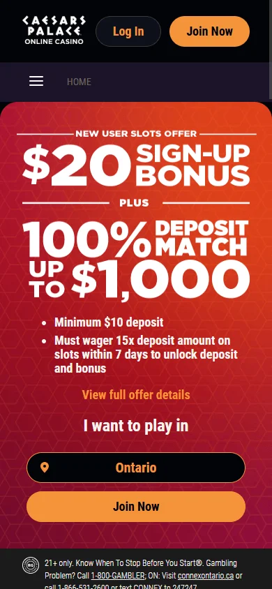 Caesars Casino mobile home experience
